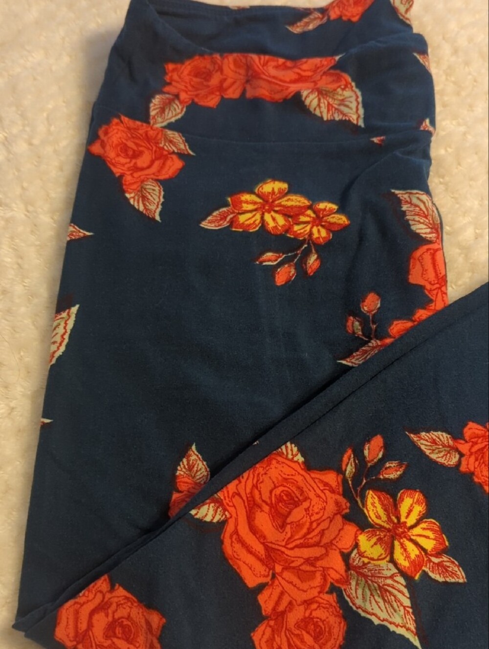 Lularoe Floral Print Soft Leggings Trio - Navy, Lavender, Deep Teal - Picture 4 of 4